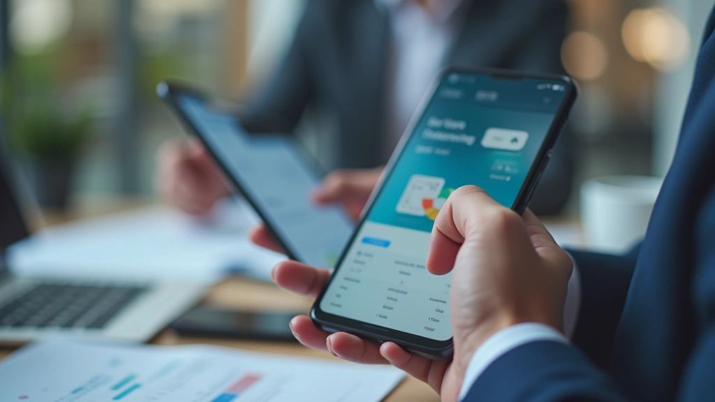 Aplikacja mobilna banku na ekranie smartfona, nowoczesna technologia, ręka trzymająca telefon